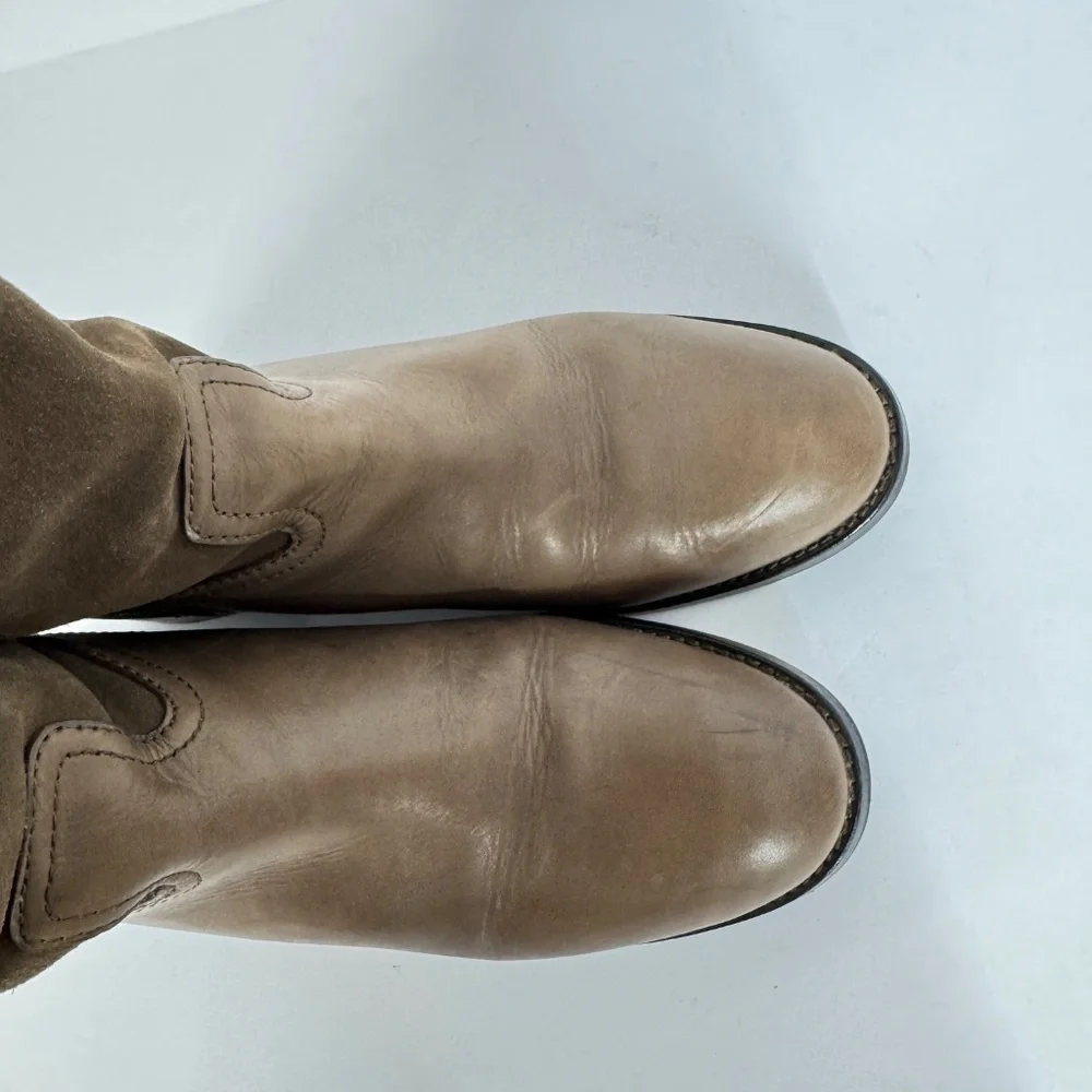 Tory Burch Women Brown Suede Leather Riding Boots Logo Tall Boots 6.5 Equestrian